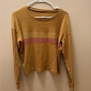 American Eagle Mustard Stripe Long Sleeve Top Size Small